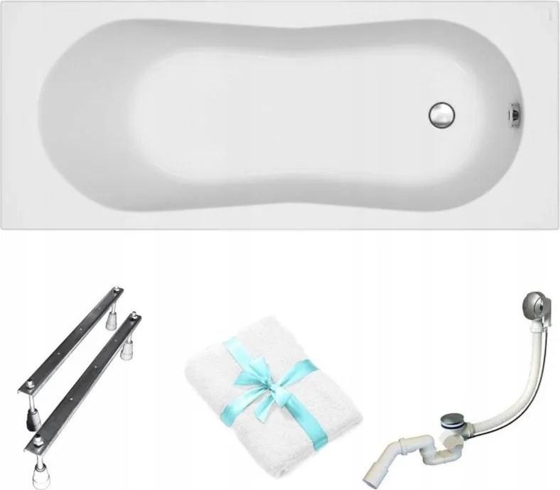 Nike Cersanit téglalap alakú akril kád 170x70 lábszifon törölköző