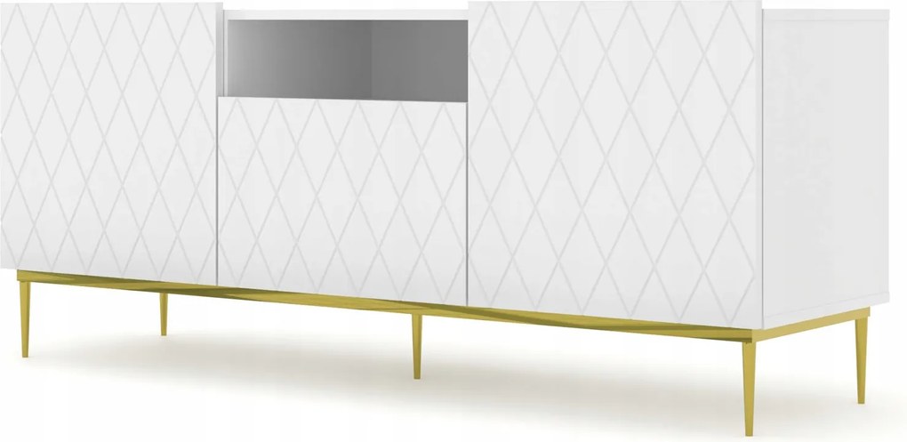 Rtv szekrény Dűne 2D1K 145 cm kerettel matt fehér