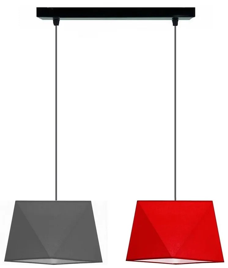 Csillár zsinóron DIAMENT 2xE27/60W/230V szürkés-piros