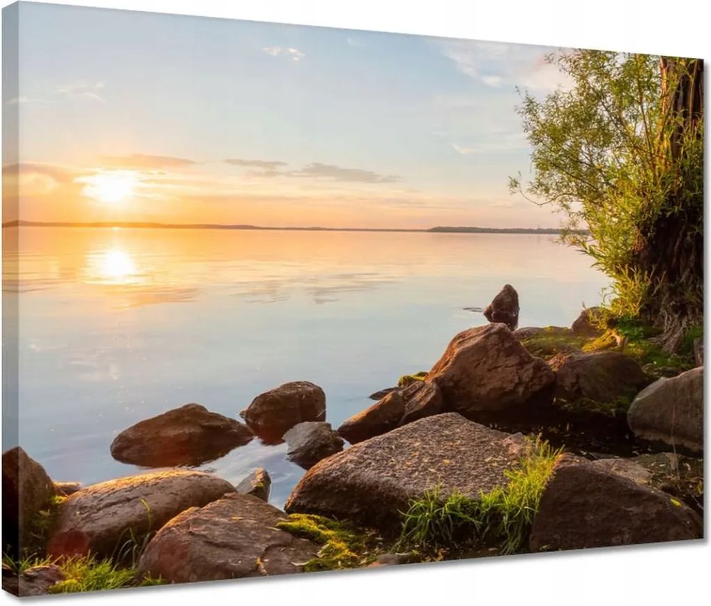 Vászonkép 40x30 Kövek fák tenger