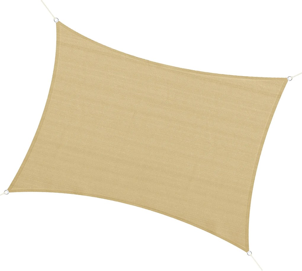 Outsunny Téglalap alakú napernyő vitorla 4 x 3 m Magas sűrűségű polietilén UV védelem tárolótáskával - Bézs szín | Aosom