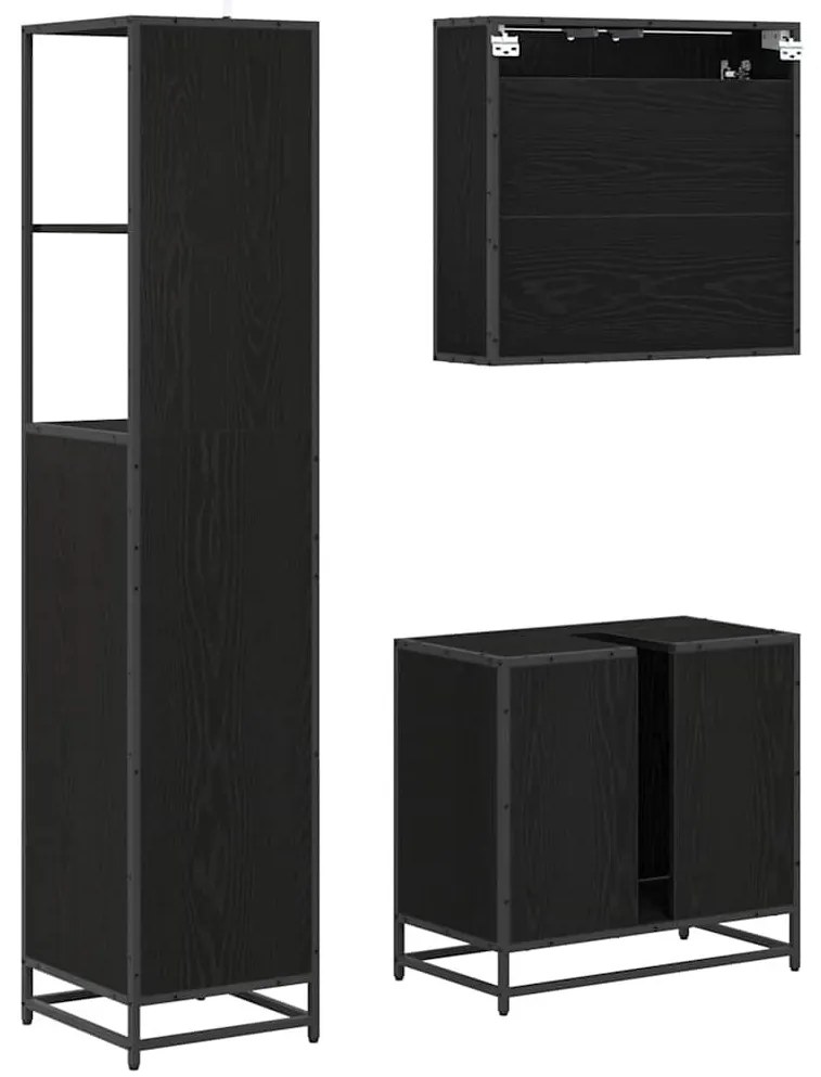 Fürdőszoba bútor szett 3 pcs Musta tammi 65 x 33 x 60 cm