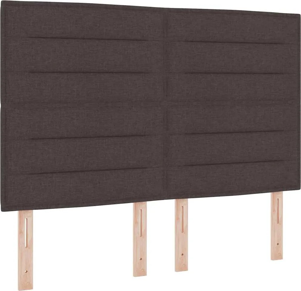 vidaXL Boxrugós ágy matracmal leddel sötétbarna 140 x 190 cm szövet
