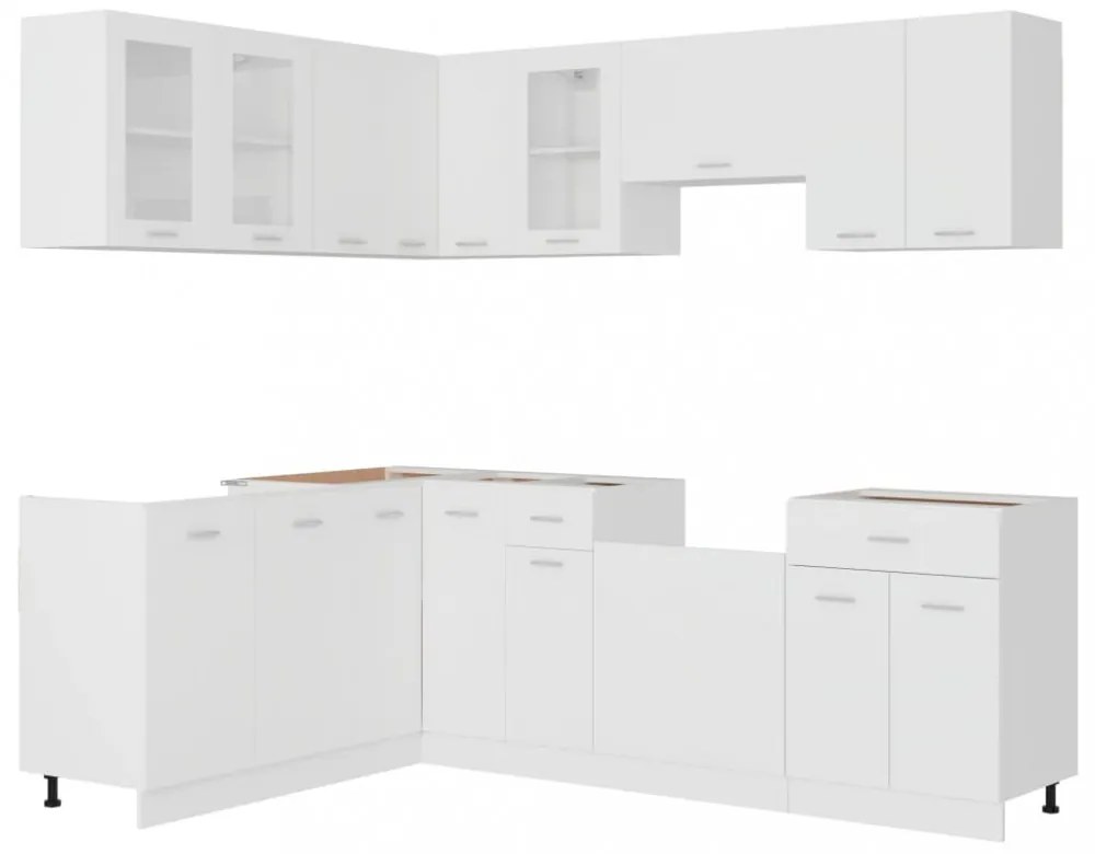 Lyon 11 részes fehér forgácslap konyhai szekrénygarnitúra