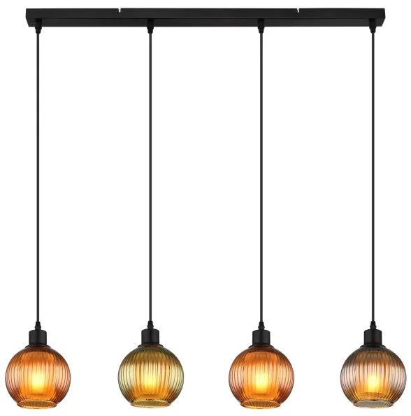 Globo 15638-4 - Csillár zsinóron ZUMBA 4xE27/25W/230V réz/zöld/kék