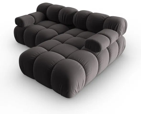 Sötétszürke bársony sarokkanapé (jobb oldali) Bellis – Micadoni Home