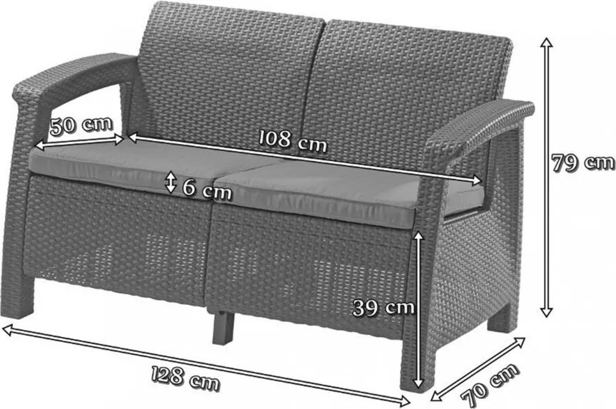 Corfu love seat kerti kanapé