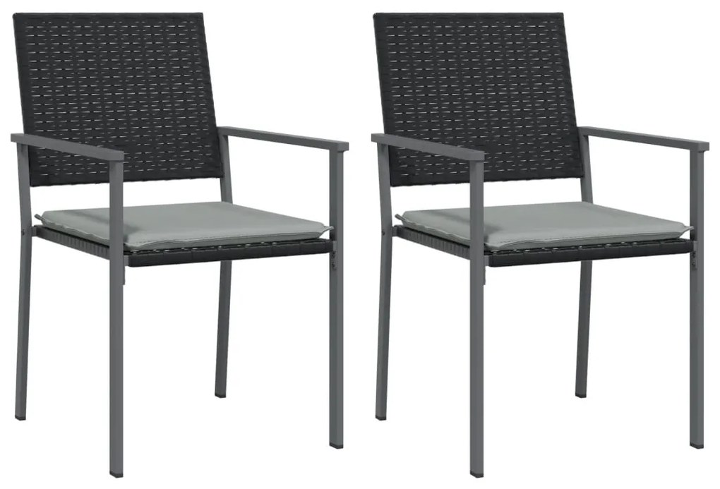 vidaXL 2 db fekete polyrattan kerti szék párnával 56 x 62,5 x 89 cm