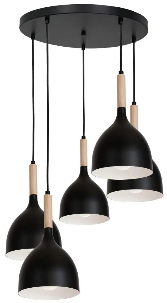 Csillár zsinóron NOAK WOOD 5xE27/60W/230V