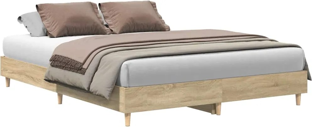 vidaXL sonoma tölgy színű szerelt fa ágykeret matrac nélkül 140x200 cm