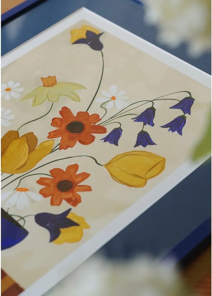 Poszter 30x40 cm Colourful Bunch in Blue Vase – Frankie Penwill – The Poster Club