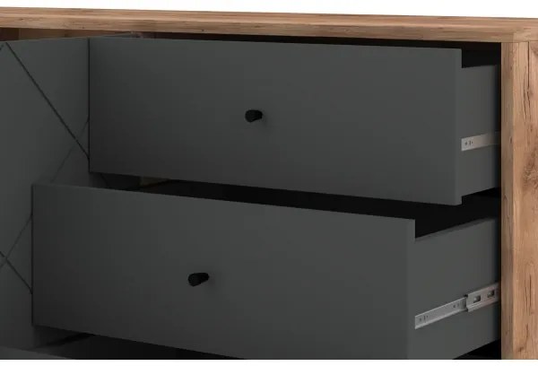 Komód SULA tölgy craft/fekete