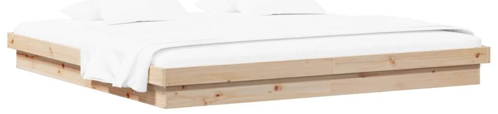 vidaXL Ágykeret Természetes 200 x 200 cm Tömör fenyőfa