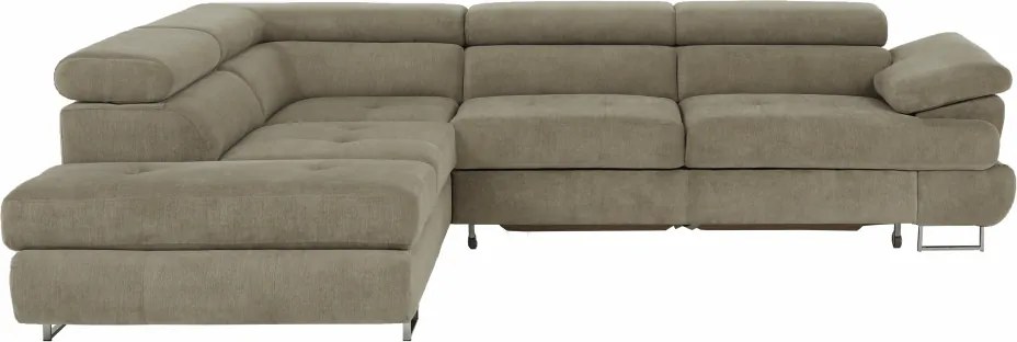 Ülőgarnitúra tárolóhellyel, világosbarna melír, szövet, balos, BUTON R