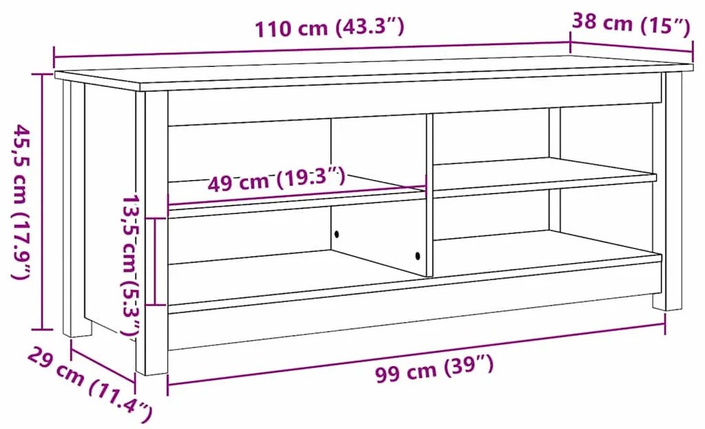 Cipőpad polcokkal Viaszbarna 110 x 38 x 45.5 cm Tömör fenyőfa