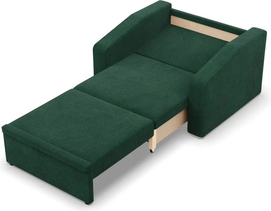 Vertico fekvőfotel, 80 cm széles, kordbársony, zöld