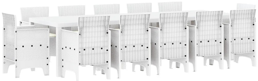 Kert étkező szett párnával 13 pcs Fehér Poli rattan és pamut