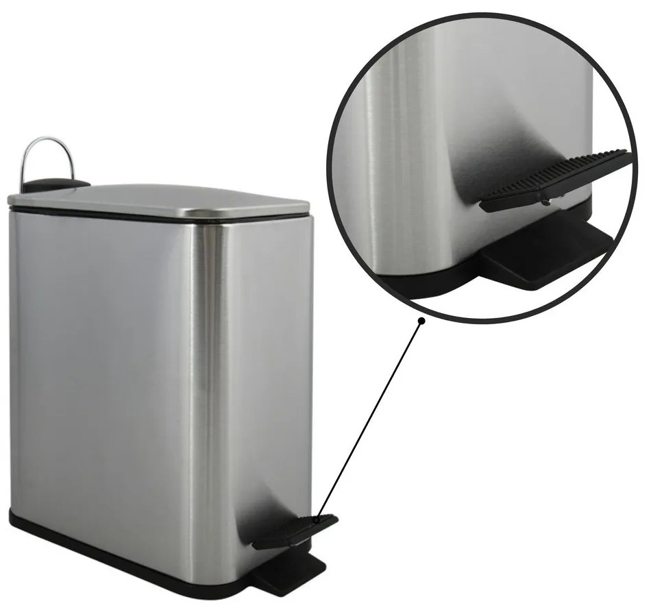 Matt ezüstszínű acél pedálos szemetes 5 l Erik – Spirella