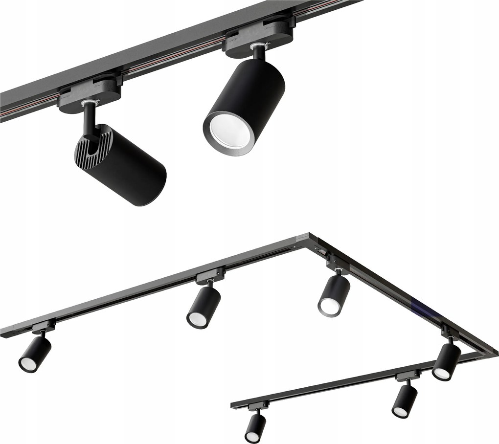 Sín szett Sín 3x 1m 6x Halogén Led lámpatest GU10 spot lámpa