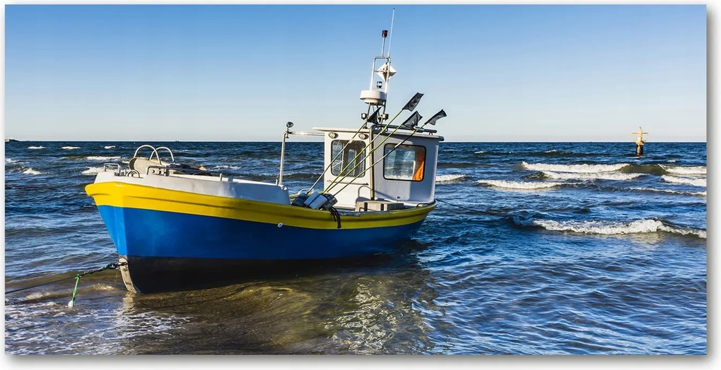 Fotó kép edzett üveg Kuter a tengeren 140x70