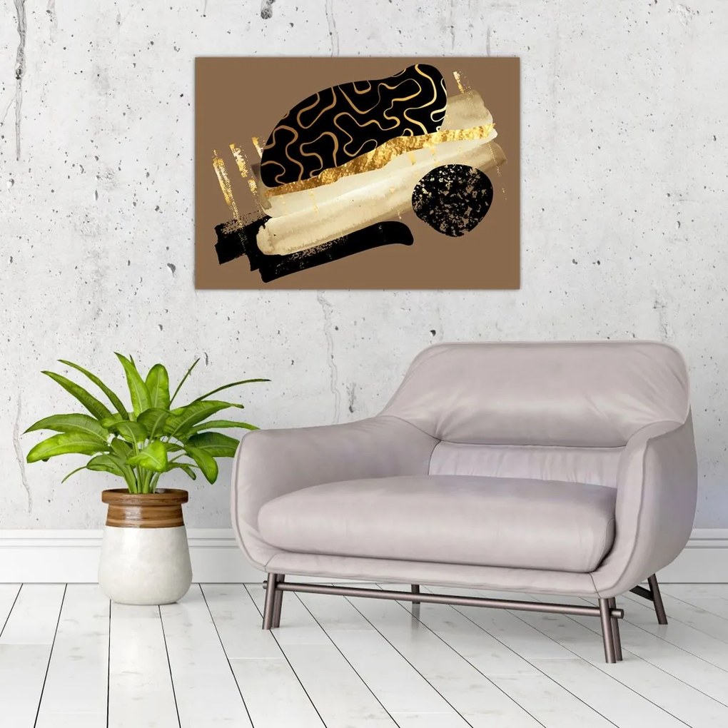 Üveg kép - Absztrakció aranybarna N⁰3 (70x50 cm)