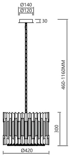 Csillár láncon RITZ 7xE14/40W/230V átm. 42 cm arany