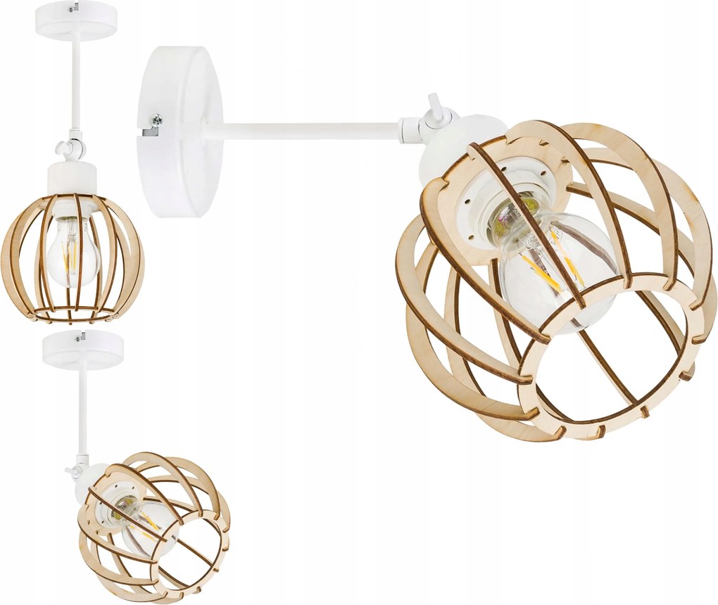 Fali Lámpa E27 fali állítható loft fa