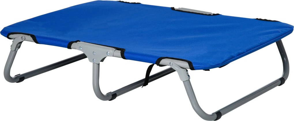 PawHut Kicsi Méretű Összecsukható Kutyaágy Belső és Külső Használatra, Emelt Kutyaágy, Acél és Oxford Szövet, 71x58x20 cm, Kék | Aosom