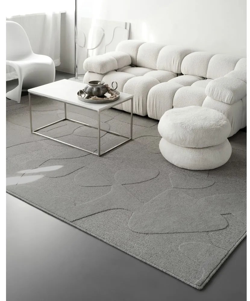 Szürke gyapjú szőnyeg 200x300 cm Morphic Botanica – Agnella