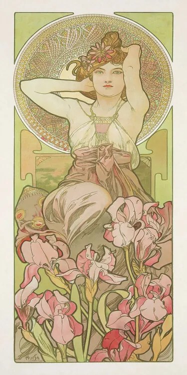 Reprodukció Amethyst from The Precious Stones Series, Alfons Mucha