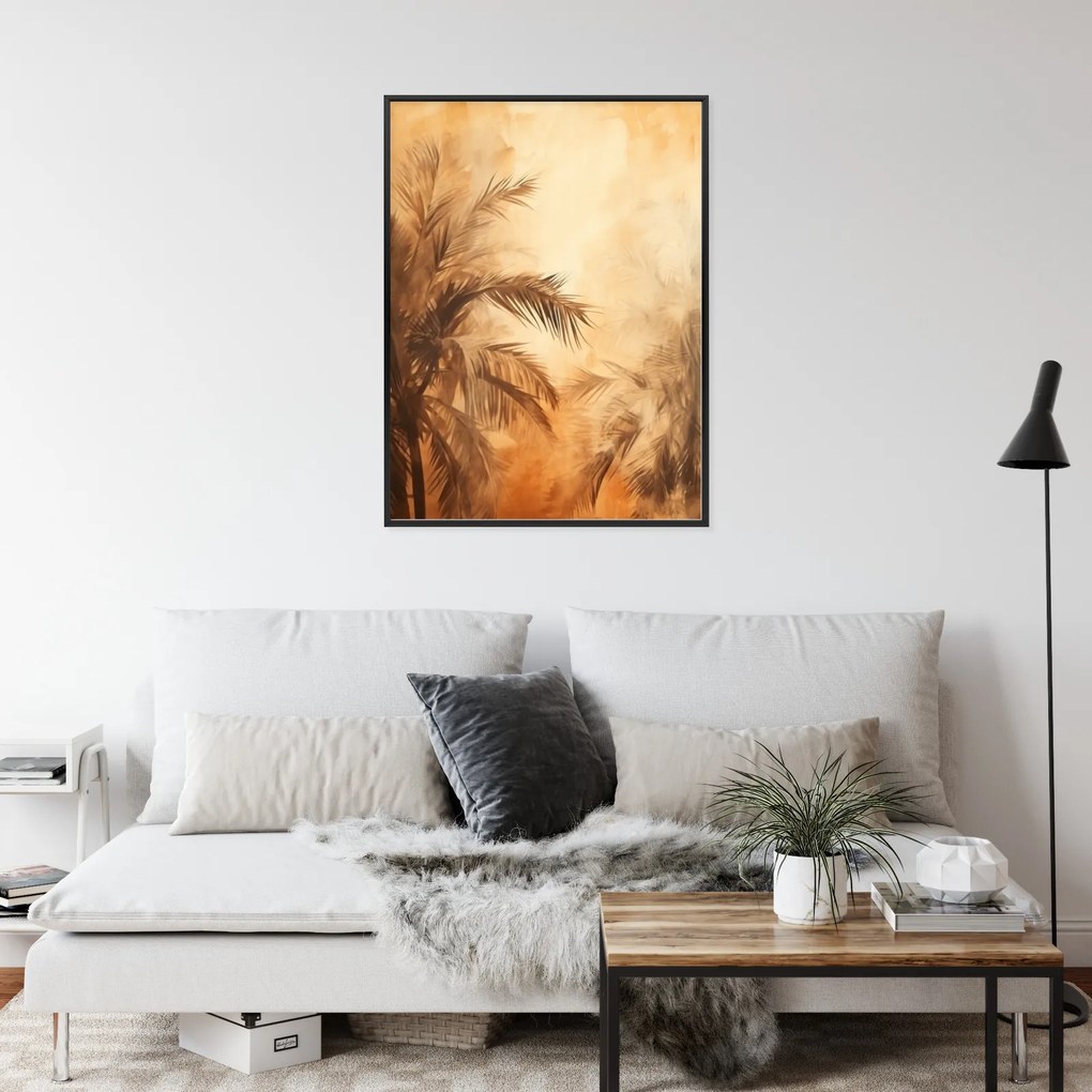 Trópusi pálmafák poszter - 30x40 cm, Fekete