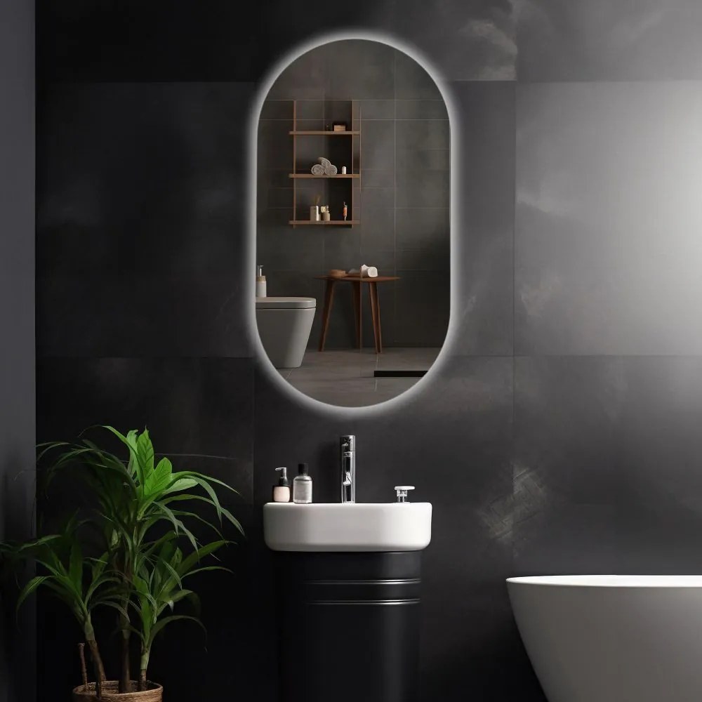 Viva AURA PINO 50 fürdőszoba tükör - érintésmentes - AMBIENT LED - OVÁLIS - ÁLLÓ - 50x90 cm