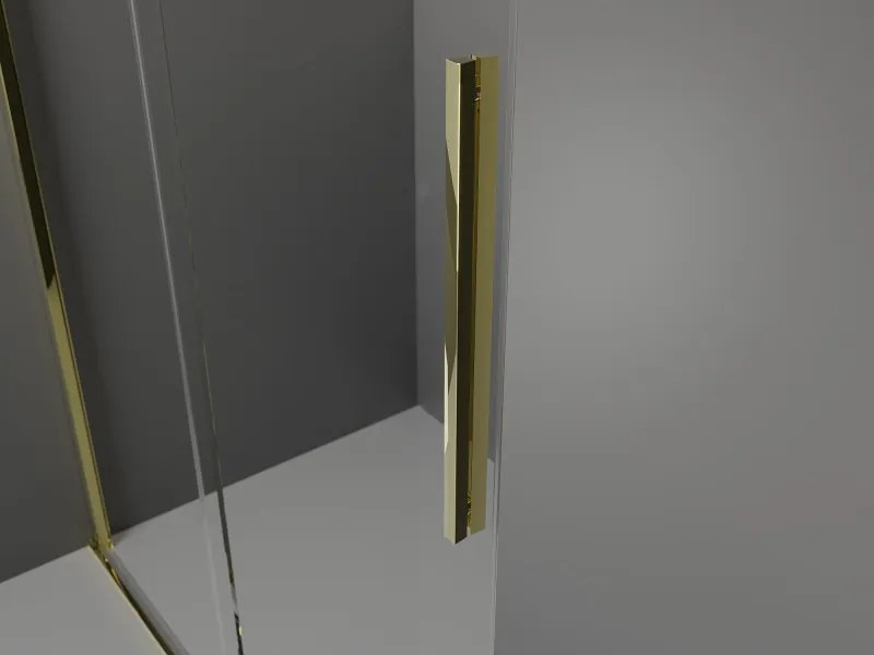Mexen Velar, nyílásba tolóajtó Walk-In 140 cm, 8 mm átlátszó üveg, arany fényes, 871-140-000-03-50
