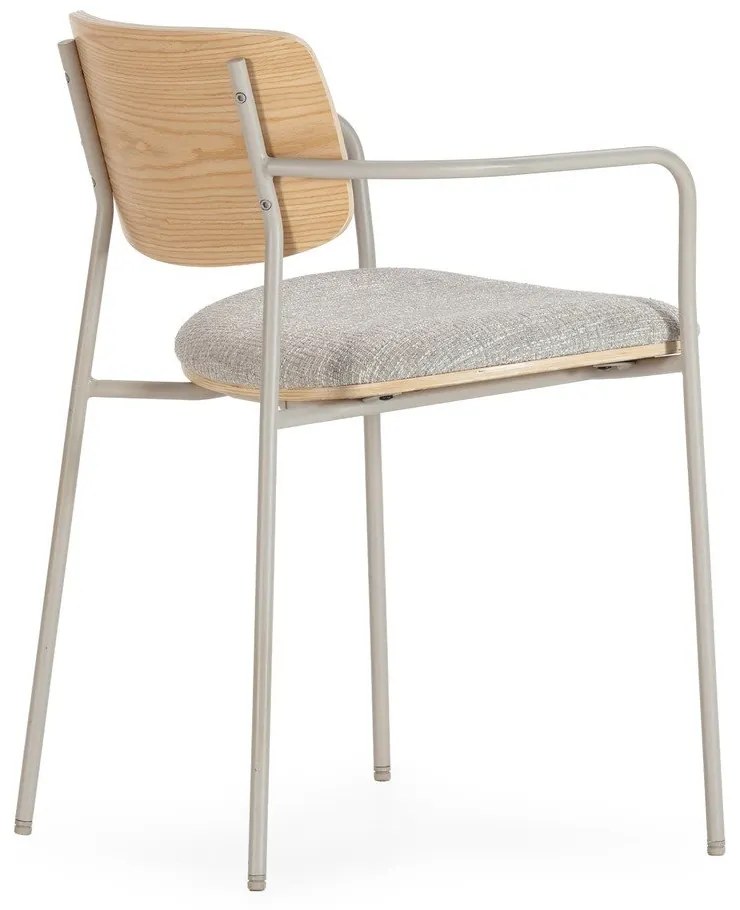 Világosszürke-natúr színű kárpitozott karfás étkezőfotel szett Nour – MOME