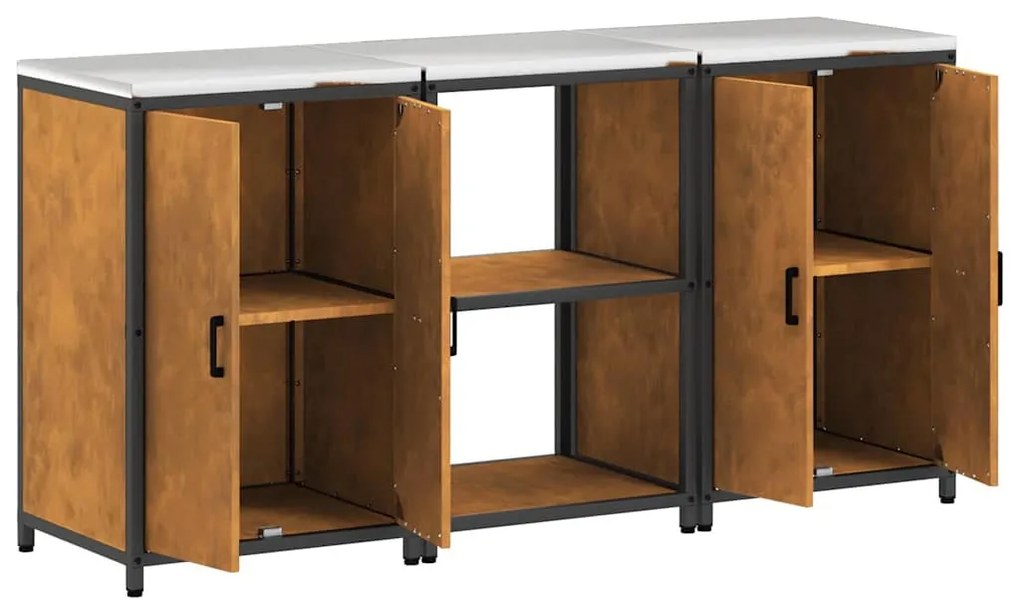 Konyhai Tároló Készlet polcokkal 3 pcs Rozsdás 180 x 50 x 92 cm