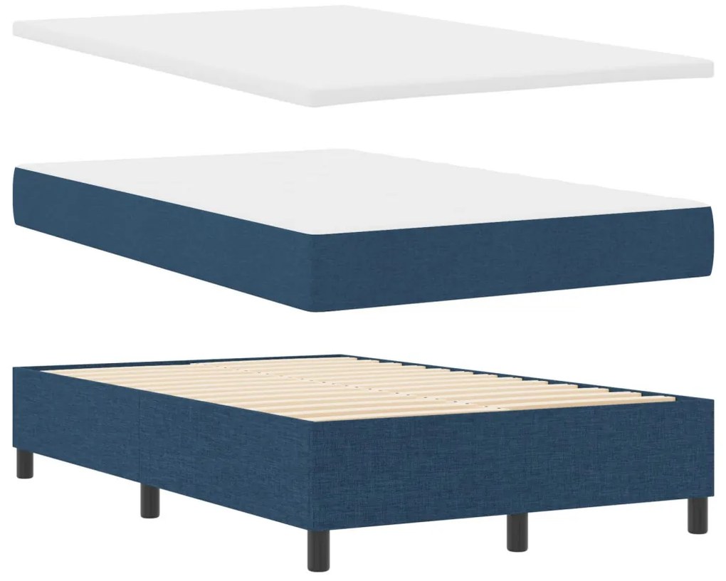 Box Spring Ágy Matraccal &amp; Pad Kék 120x190 cm Szövet