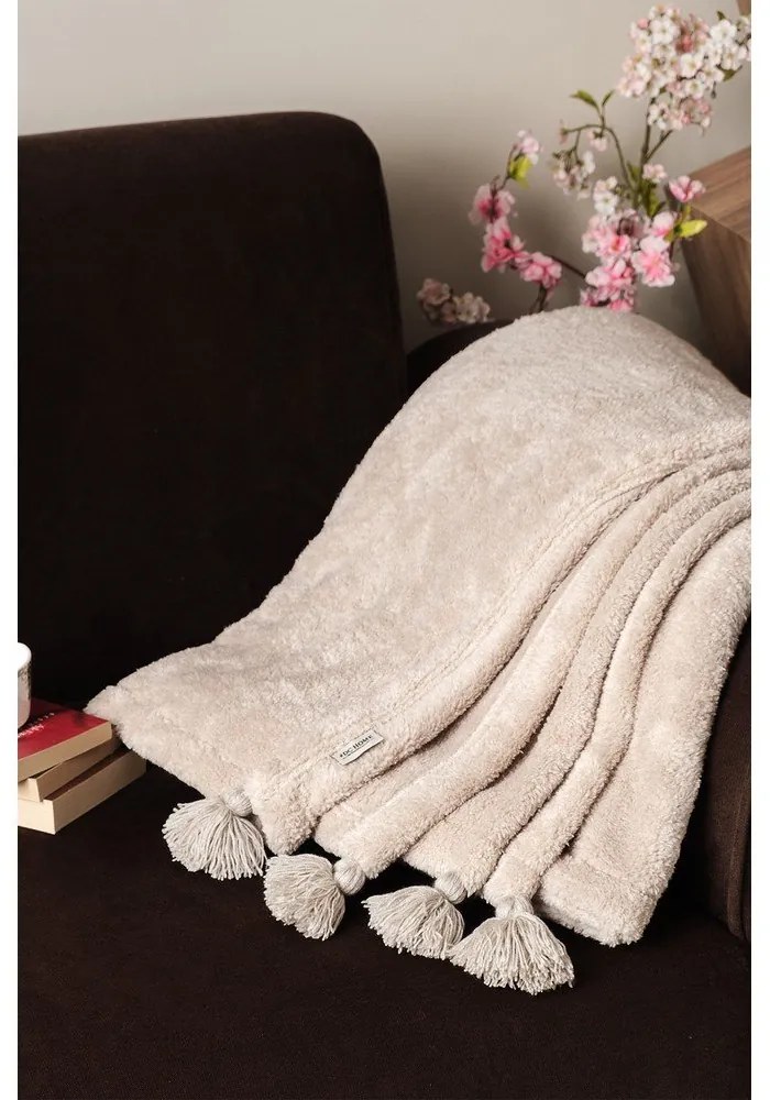 Világosbarna mikroplüss ágytakaró 160x200 cm Puffy – Mijolnir