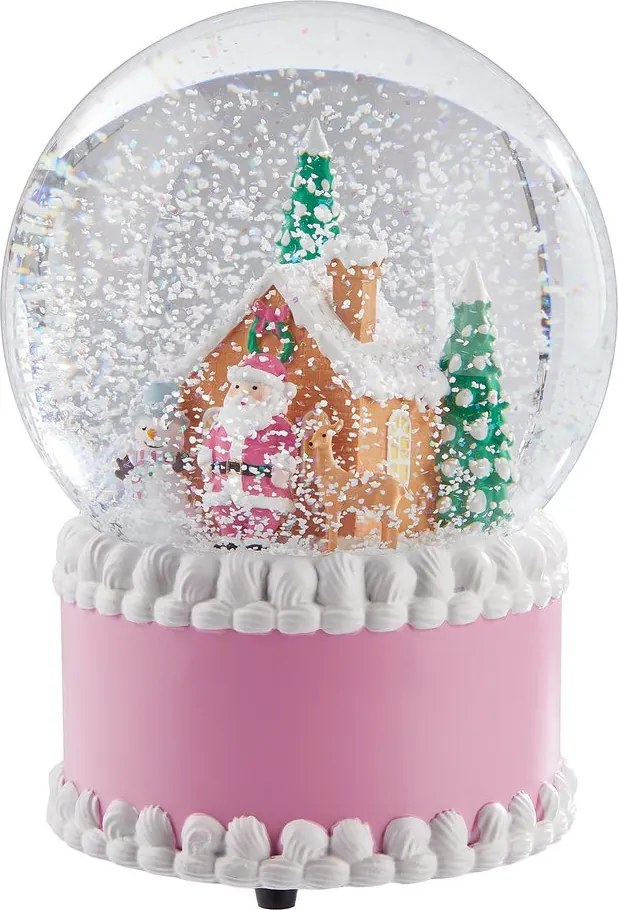X-MAS zenélő hógömb 12cm , rózsaszín