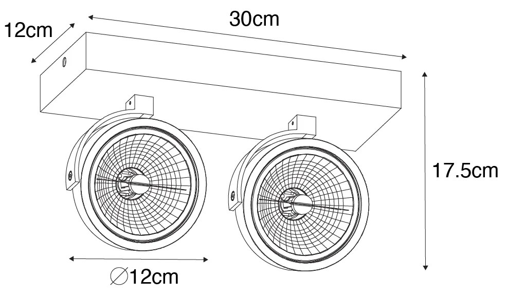 Design spotlámpa szürke állítható 2-lámpás - Go