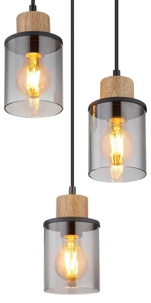 Globo 15707-3HR - Csillár zsinóron REID 3xE27/15W/230V átm. 27 cm tölgy