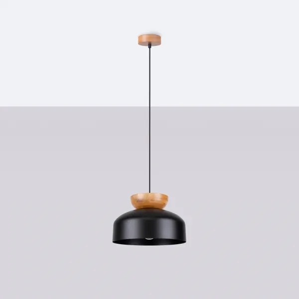 Sollux SL.1351 - Csillár zsinóron MARION 1xE27/15W/230V átm. 29,5 cm fekete