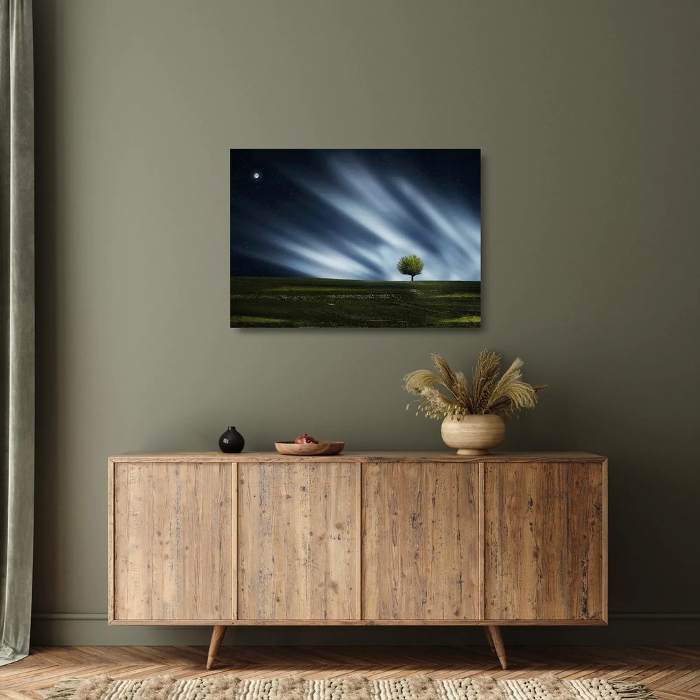 Az aurora borealis képe egy lápvidéken (üvegen) (70x50 cm)