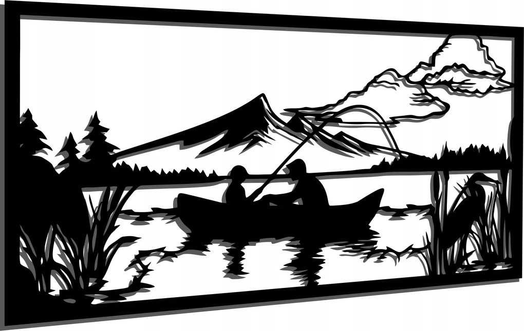 Áttört Falikép Horgász Halász Hal 100CM