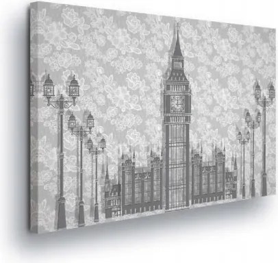 Vászonkép 80x60 London Big Ben építészet város szürke Anglia utazás