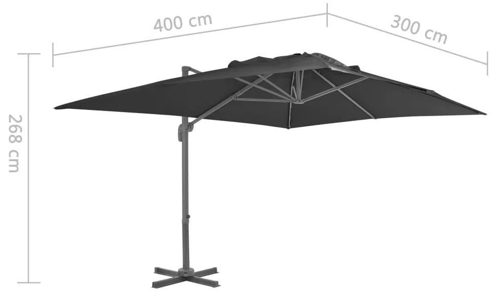 fekete konzolos napernyő alumíniumrúddal 4x3 m