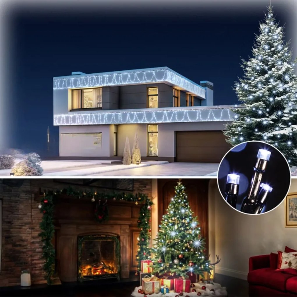 SIMPLE karácsonyi fényfüzér, 60m, hideg fehér Monzana