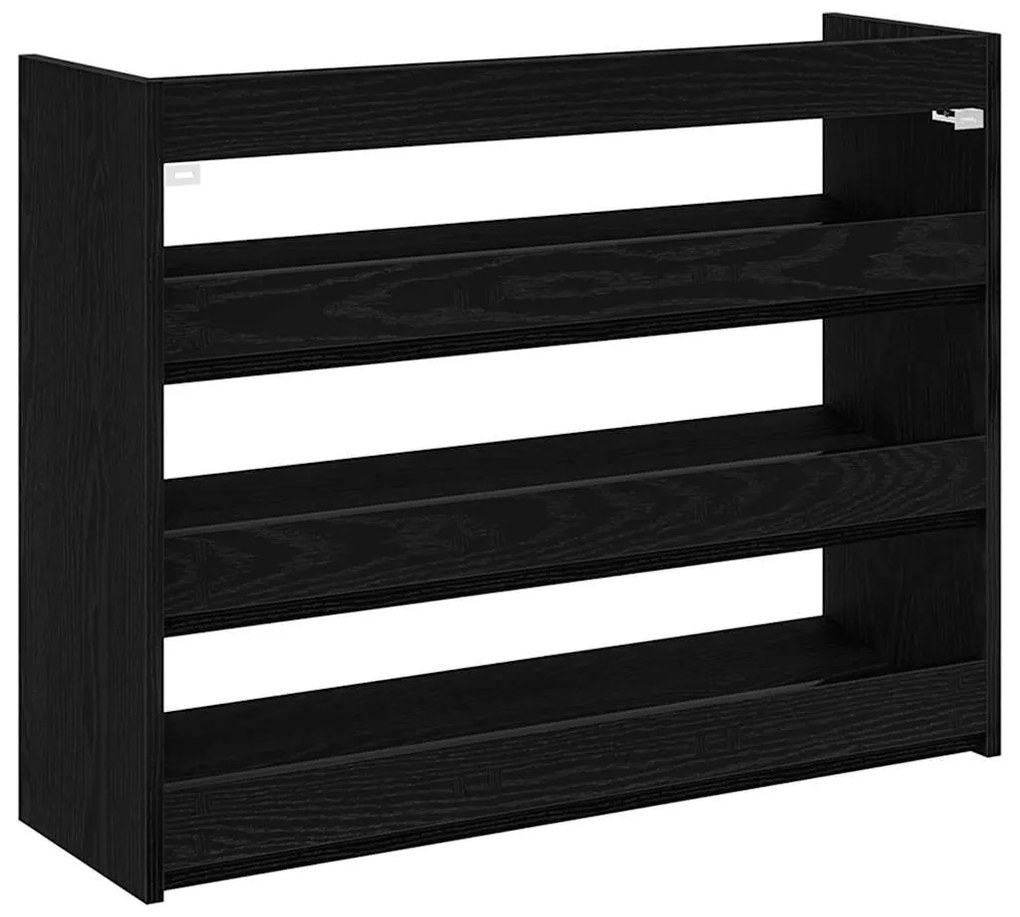 fekete szerelt fa cipőtároló szekrény 80x25x62 cm