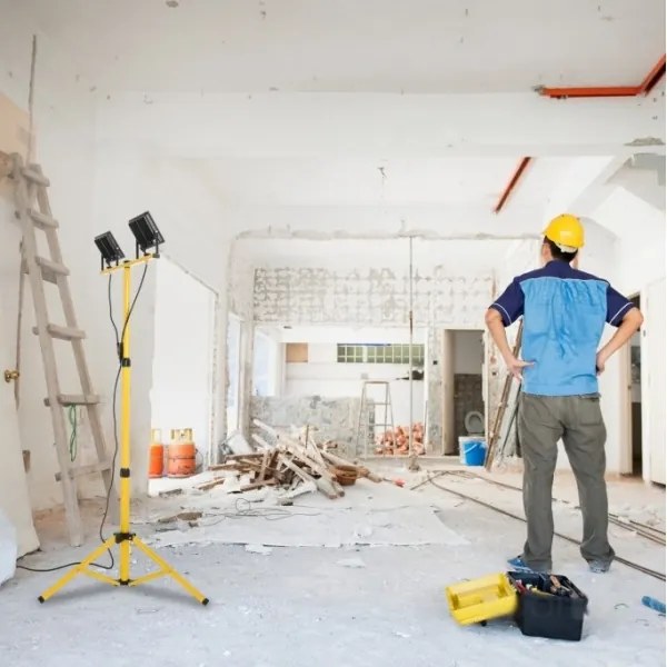 LED Reflektor állvánnyal TIGRA 2xLED/100W/230V 4000K IP54 fekete/sárga