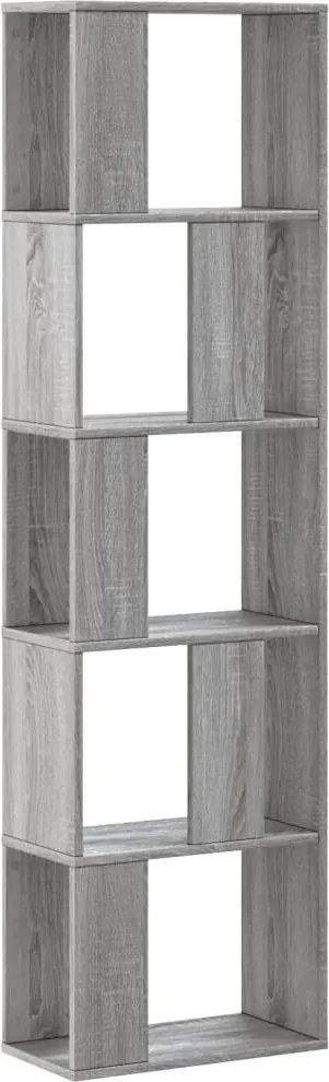 vidaXL 5 szintes szürke sonoma szerelt fa könyvespolc 45x23,5x162,5 cm