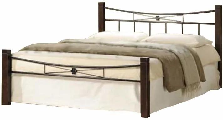 Fém ágy, fém (fekete) + diófa, 160x200, PAULA